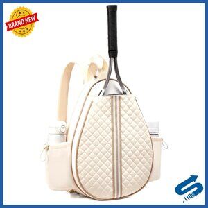 Quilted Tennis Sling Backpack, Water-Resistant Racket Bag with Wet Compartment